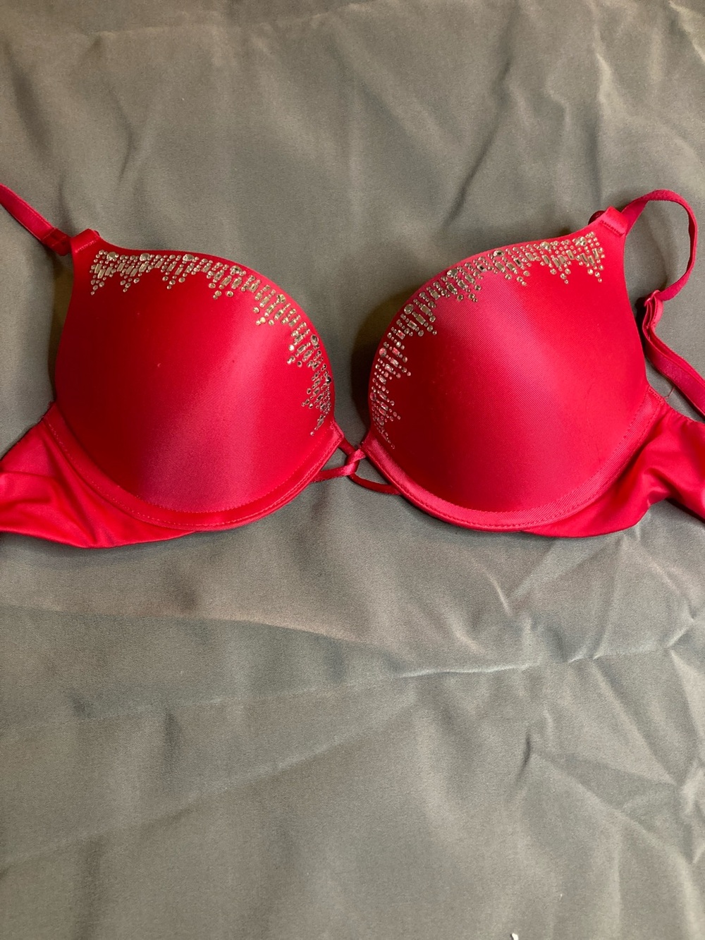 Victoria's Secret Red Crystal-Embellished Push-Up Bra